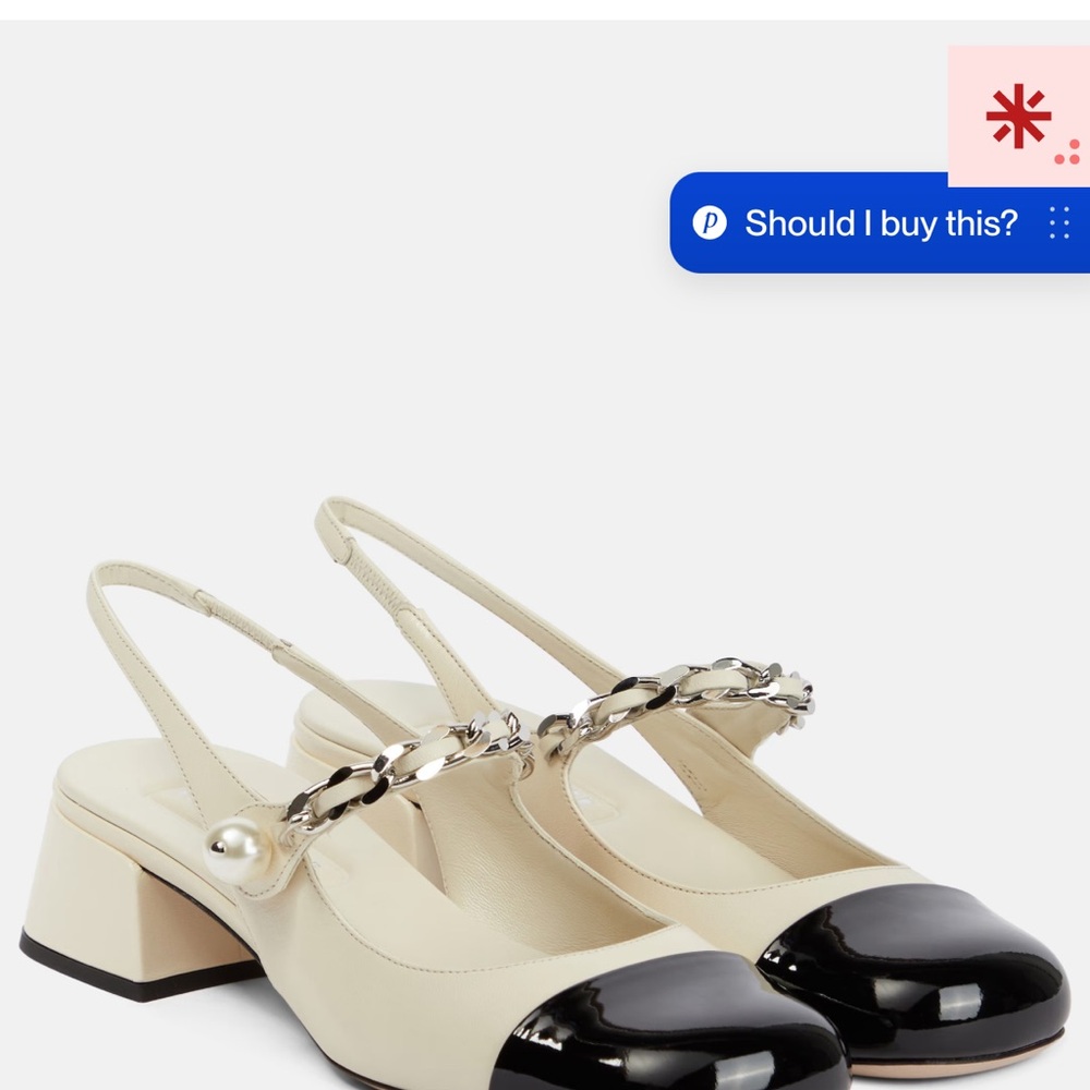 Miu Miu Cream and Black Slingback Heels